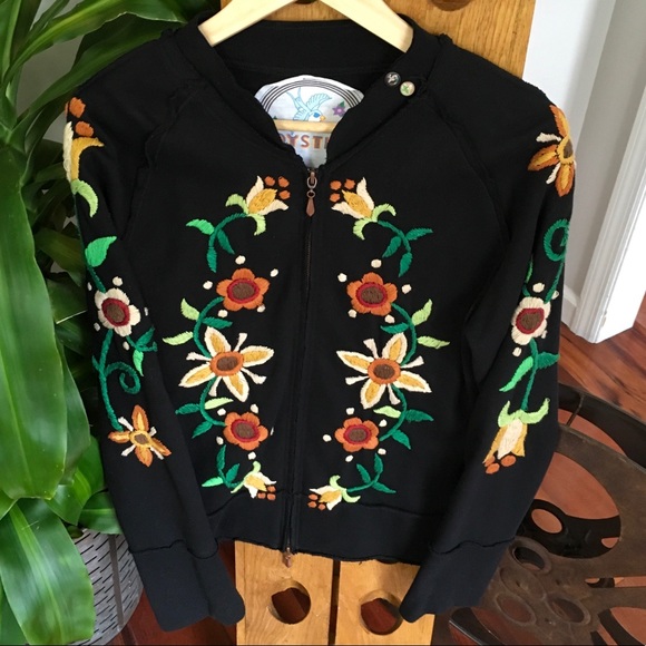 Johnny Was Tops - Johnny Was Joystick Boho Flower Zip Sweatshirt L